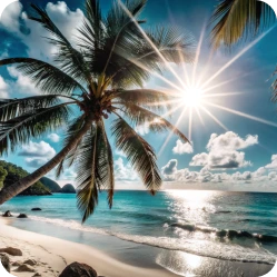 Sea sun beach palm trees (fotogellary)