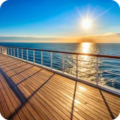 Empty open deck on a cruise ship at sea on a sunny (fotogellary)